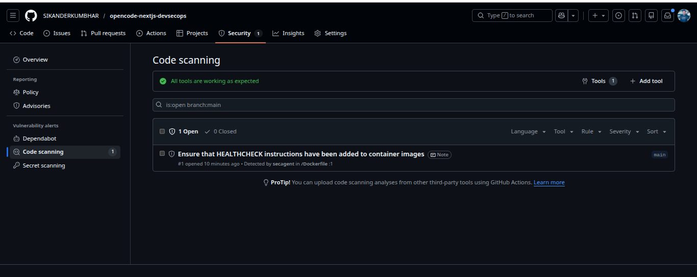 GitHub code scanning SARIF integration